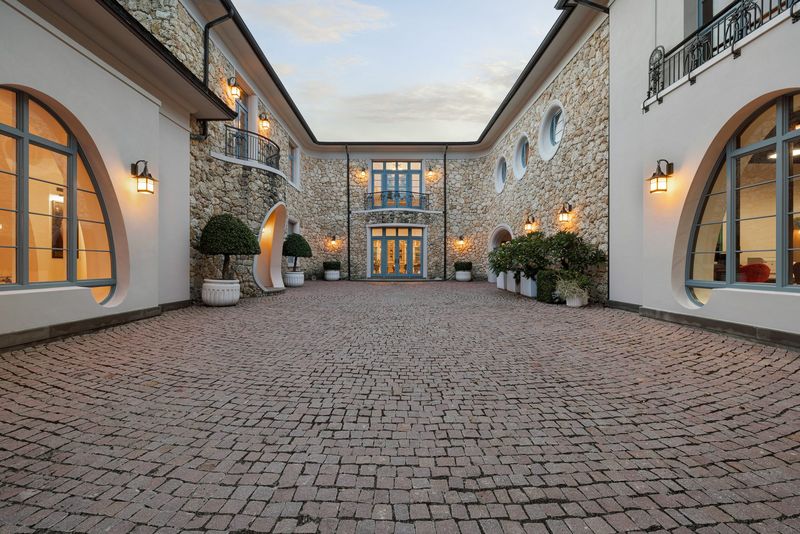 The courtyard at dusk