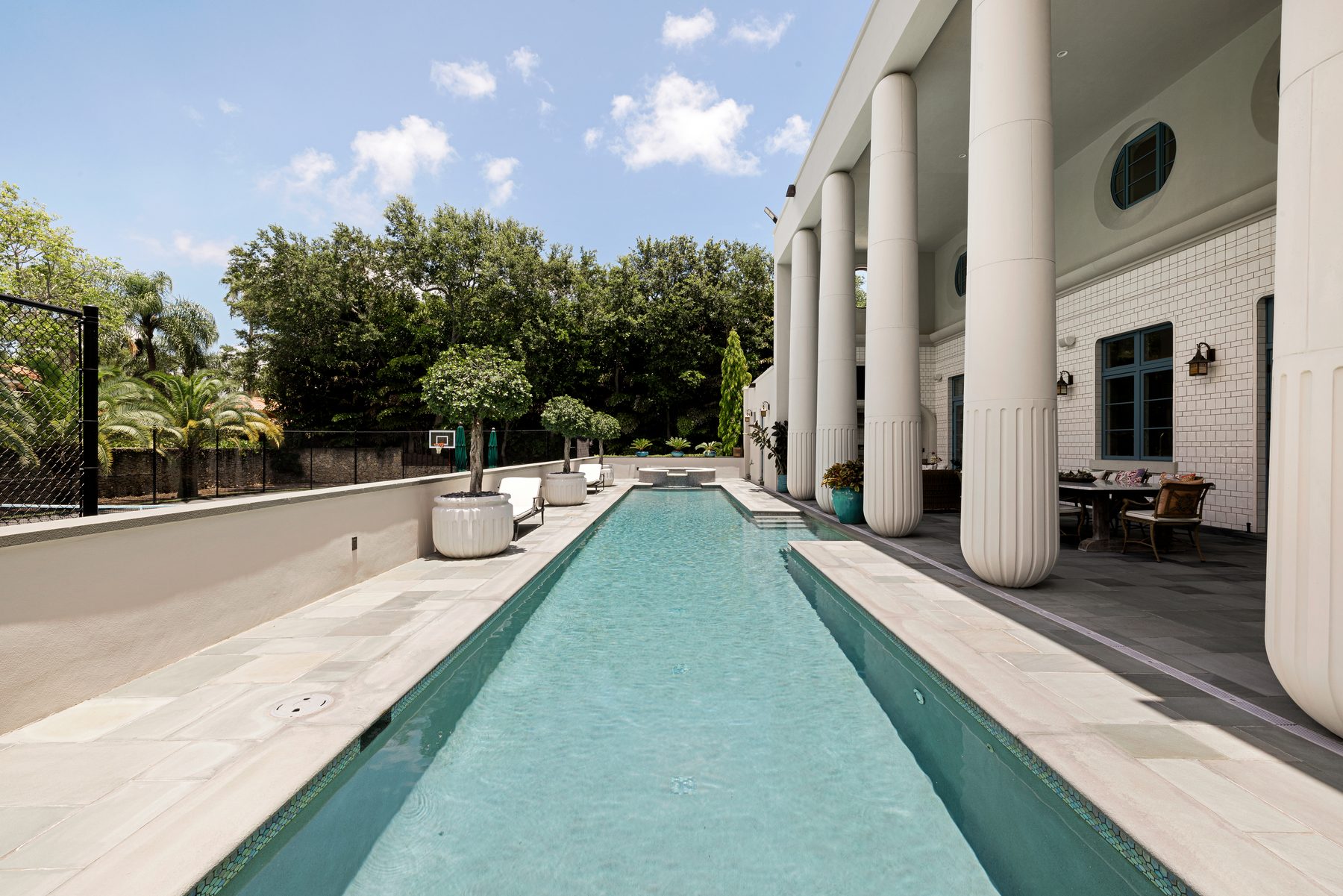 The colonnaded lap pool
